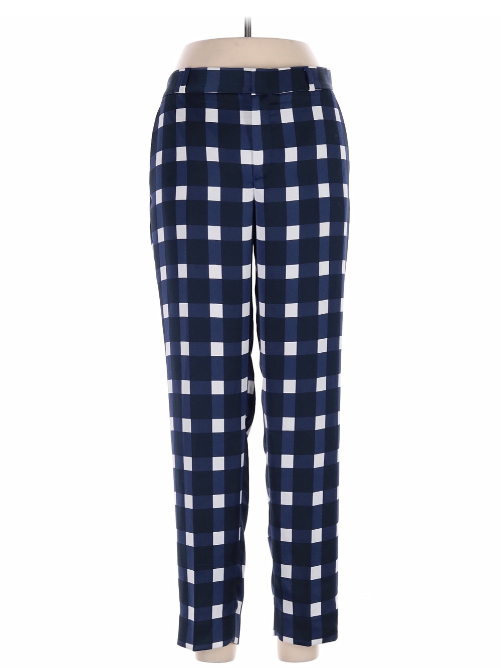 Banana Republic Avy Navy and White Gingham/Checkered Straight-Leg Pants